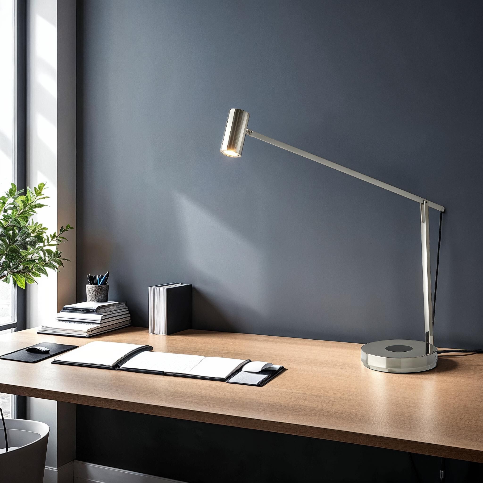 Crane 25 inch 7.00 watt Polished Nickel Task Lamp Portable Light, ADS360